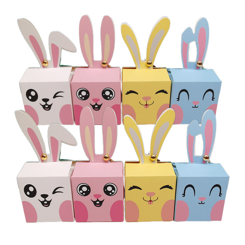 Baby Food Packaging - 12/24 ชิ้นการ์ตูนกระต่ายกล่องขนม Happy Easter เด็กทารกฝักบัวช็อกโกแลตเค้กโปรดปรานของขวัญกล่องบรรจุภัณฑ์วันเกิด Party