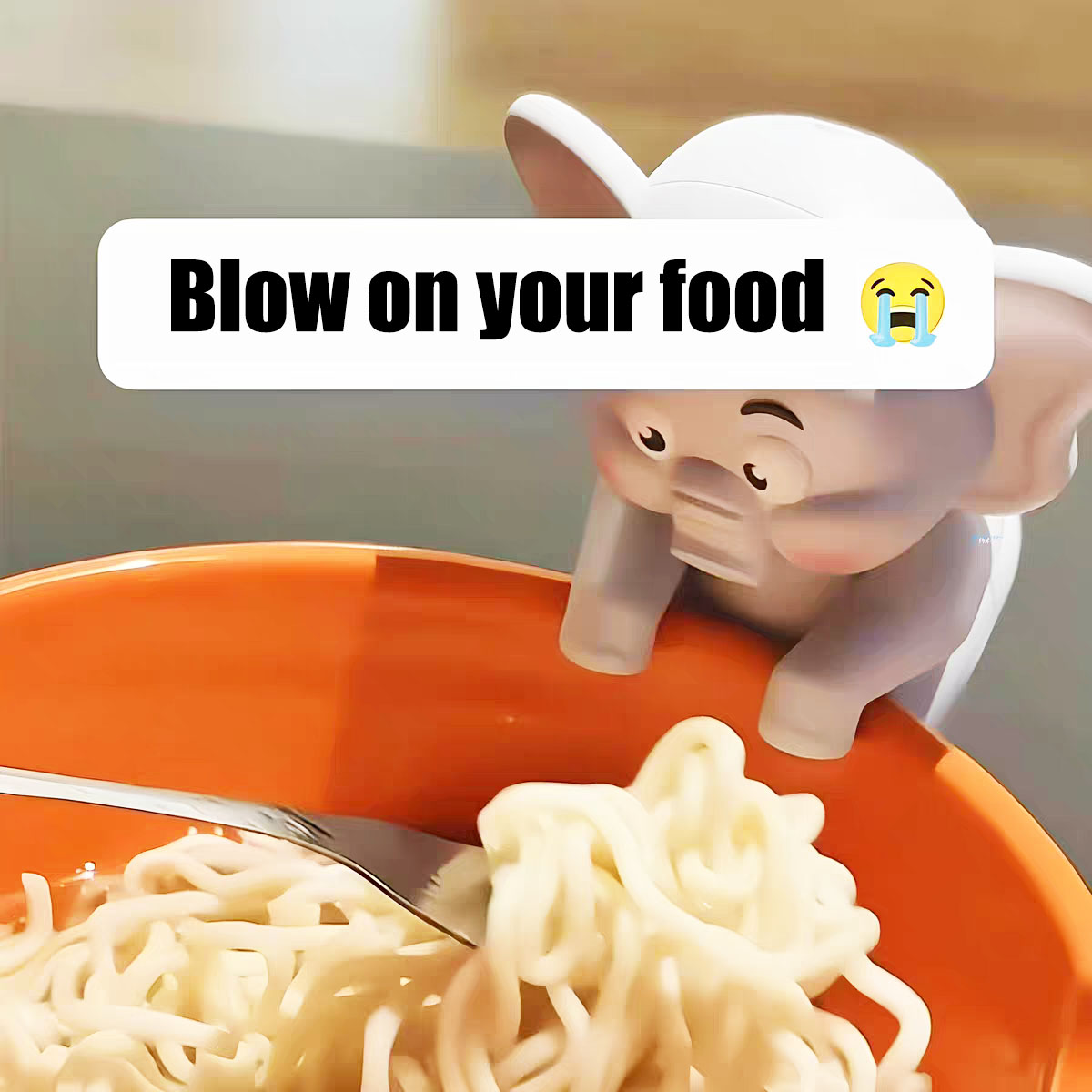 Feeding Baby Food - พัดลมมินิรูปช้างน่ารัก อุปกรณ์ช่วยป้อนอาหารเด็ก ดีไซน์แบบหนีบ พร้อมฟังก์ชันแขวนแก้ว รูปทรงสัตว์ อุปกรณ์เสริมสำหรับชามอาหารเด็ก