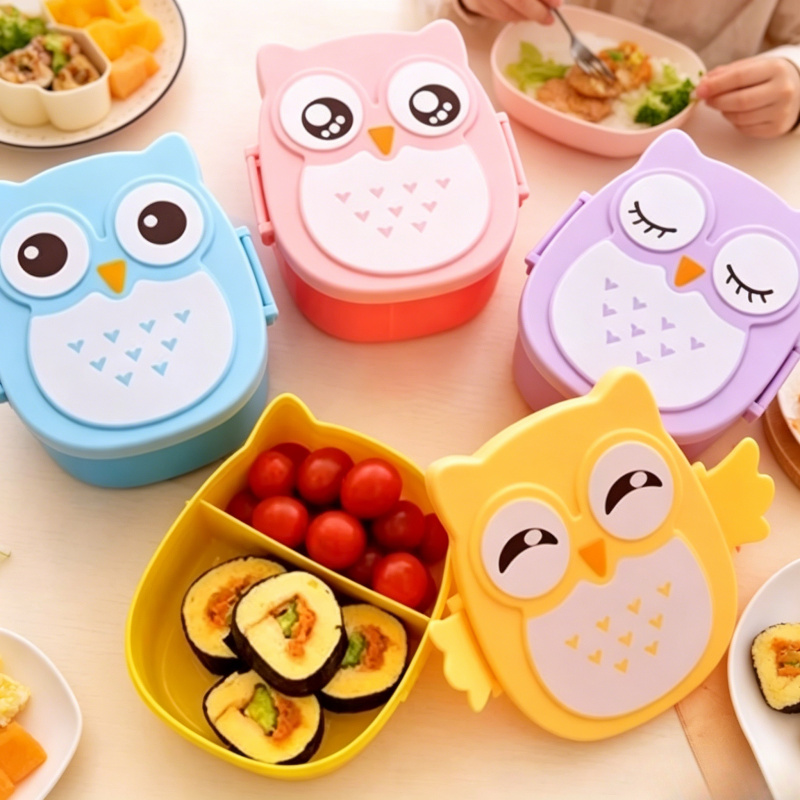 Baby Food Container - กล่องข้าวพลาสติกพกพาสำหรับเด็กและนักเรียน กล่องเบนโตะพร้อมชุดช้อนส้อม
