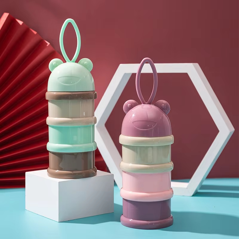 Baby Food Equipment - กล่องนมผงสี กล่องนมผงแบบพกพาสะดวก กล่องใส่อาหารเด็ก 3 ชั้น กล่องใส่อาหารสำหรับเดินทาง