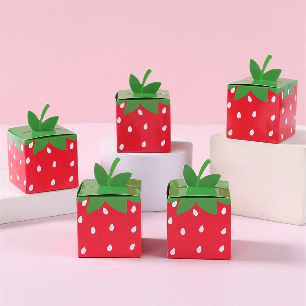 Baby Food Container - 10 ชิ้นผลไม้หวานสตรอเบอร์รี่ธีมกระดาษคุกกี้ Candy กล่องของขวัญกล่องบรรจุสําหรับเด็กวันเกิด Baby Shower