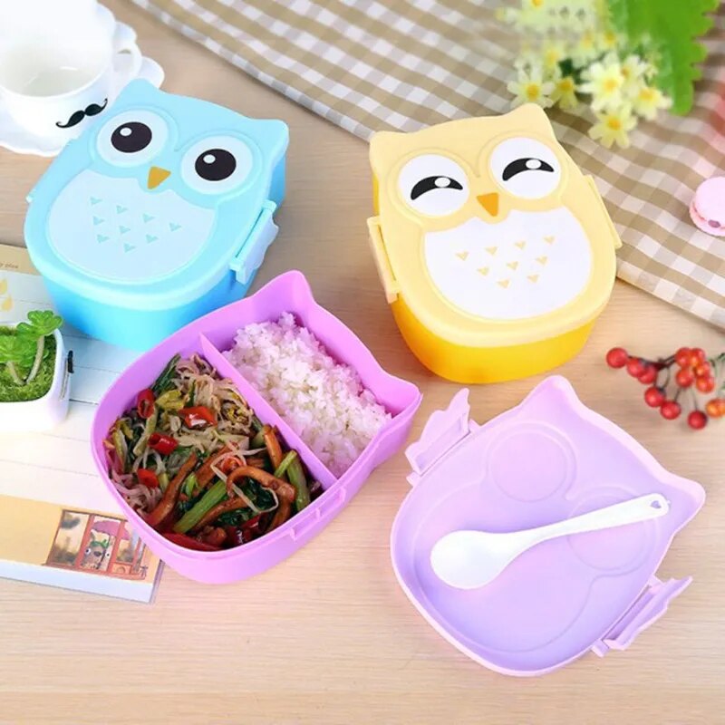 Baby Food Container - พลาสติกแบบพกพาเด็กนักเรียนกล่องอาหารกลางวันกล่อง Bento อาหารกล่องอาหารเย็นช้อนส้อมอาหาร