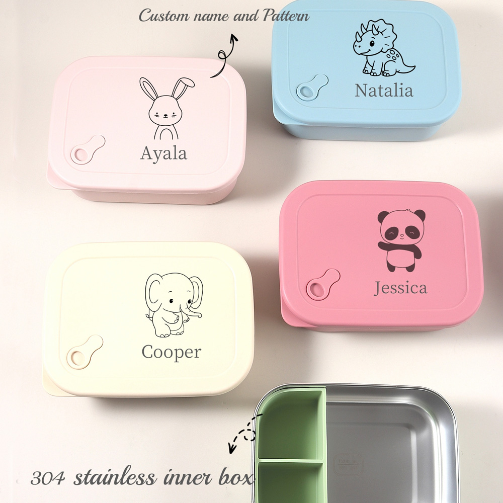 Baby Food Equipment - กล่องอาหารกลางวันเด็กซิลิโคนขนาด 1200 มล. 1 ชิ้น สกรีนชื่อและลวดลายได้ตามต้องการ