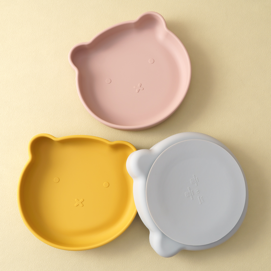 Baby Food Equipment - 1PC ซิลิโคนเด็กจานดูดรับประทานอาหารแผ่นการ์ตูนหมีรูปร่างเด็กแผ่นกินการฝึกอบรมเก็บอาหารเด็กชุดอาหารเด็ก