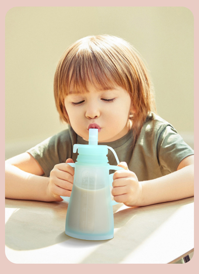 Baby Food Packaging - ถุงเก็บน้ำนมซิลิโคนแบบใช้ซ้ำได้ ป้องกันการรั่วซึม ใช้สำหรับเก็บน้ำผลไม้ ปลอดสาร BPA สำหรับขวดเก็บอาหารเด็ก