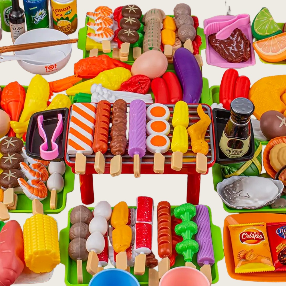 Baby Food Cooking Set - ชุดของเล่นครัวบาร์บีคิวสำหรับเด็ก ชุดทำอาหารจำลอง ของเล่นบทบาทสมมติ ของเล่นเสริมพัฒนาการ